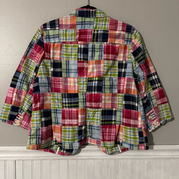 Vintage LL Bean Short Blazer Jacket Madras Plaid Patchwork Women’s size 14 NWOT - Picture 2 of 7